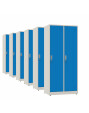 6x Szafa socjalna BHP ubraniowa, 1800x800x500 mm, szaro-niebieska - TechViking