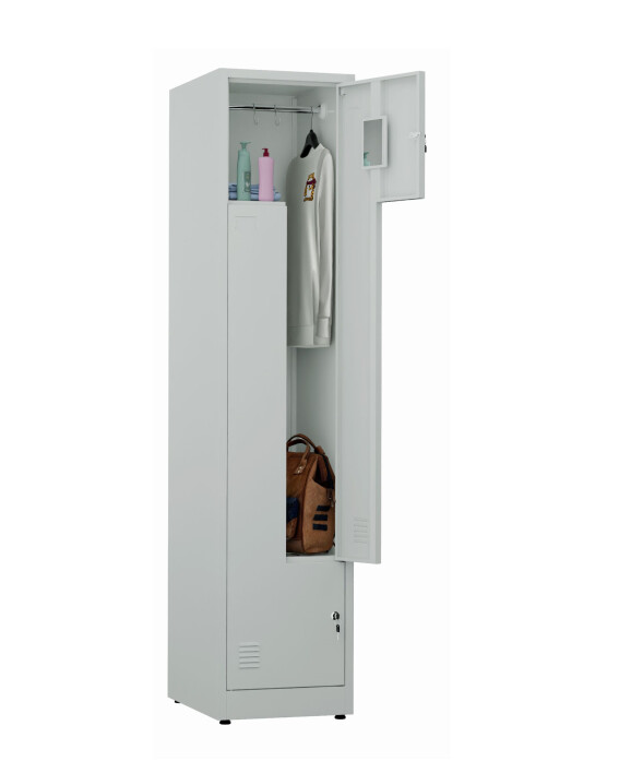 Ubraniowa szafa metalowa typu L, 1800x400x500 mm, szara - TechViking