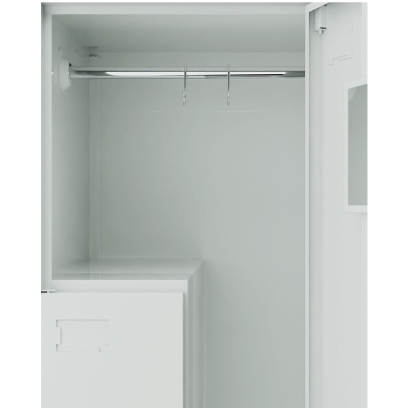 Ubraniowa szafa metalowa typu L z ławką, 2200x400x850 mm, szara - TechViking #5