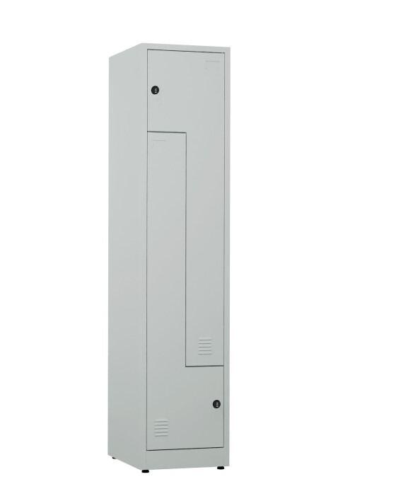 Ubraniowa szafa metalowa typu L, zamek szyfrowy, 1800x400x500 mm, szara - TechViking