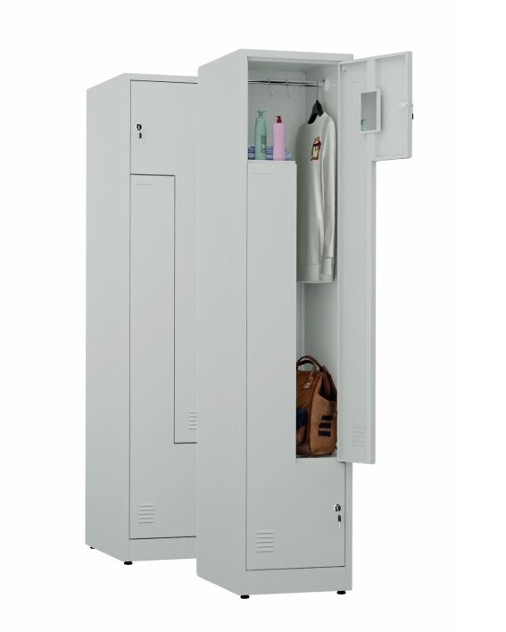 2x Ubraniowa szafa metalowa typu L, 1800x400x500 mm, szara - TechViking