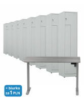 8x Ubraniowa szafa metalowa typu L, 1800x400x500 mm, szara + 1x Biurko z elektryczną regulacją wysokości, szare za 1 zł - TechViking