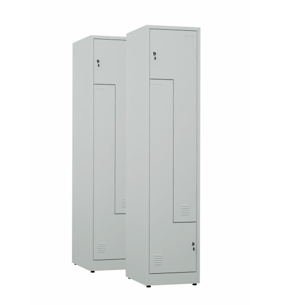 2x Ubraniowa szafa metalowa typu L, 1800x400x500 mm, szara - TechViking #1