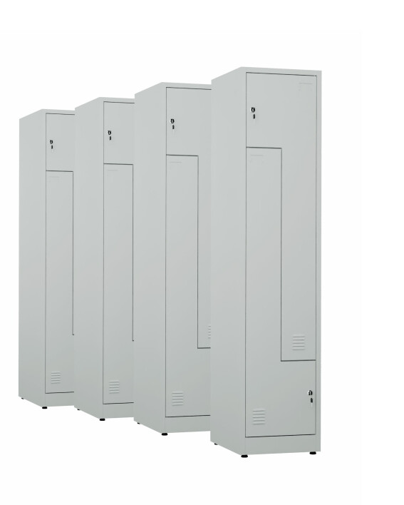 4x Ubraniowa szafa metalowa typu L, 1800x400x500 mm, szara - TechViking