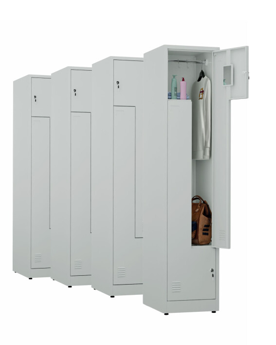 4x Ubraniowa szafa metalowa typu L, 1800x400x500 mm, szara - TechViking