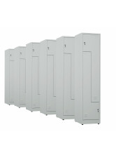 6x Ubraniowa szafa metalowa typu L, 1800x400x500 mm, szara - TechViking