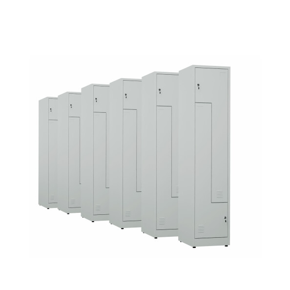 6x Ubraniowa szafa metalowa typu L, 1800x400x500 mm, szara - TechViking #1