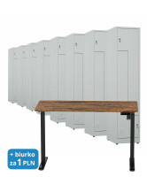 8x Ubraniowa szafa metalowa typu L, 1800x400x500 mm, szara + 1x Biurko z elektryczną regulacją wysokości, orzech/czarne za 1 zł - TechViking