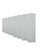 8x Ubraniowa szafa metalowa typu L, 1800x400x500 mm, szara - TechViking