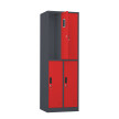 2x Szafa skrytkowa ubraniowa 4-drzwiowa, 1800x600x500 mm, grafitowo-czerwona - TechViking #3