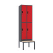 Szafa skrytkowa ubraniowa 4-drzwiowa z ławką, 1800x600x500 mm, grafitowo-czerwona - TechViking #1