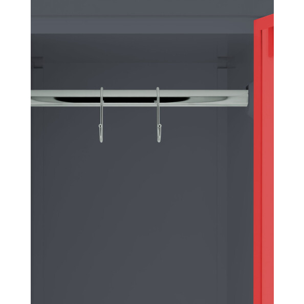 Szafa skrytkowa ubraniowa 4-drzwiowa z ławką, 1800x600x500 mm, grafitowo-czerwona - TechViking #4