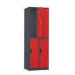 Szafa skrytkowa ubraniowa 4-drzwiowa, zamek elektroniczny, 1800x600x500 mm, grafitowo-czerwona - TechViking #3