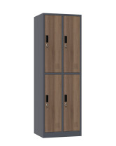 Szafa skrytkowa ubraniowa 4-drzwiowa, 1800x600x500 mm, NATURAL: grafitowa/orzech - TechViking