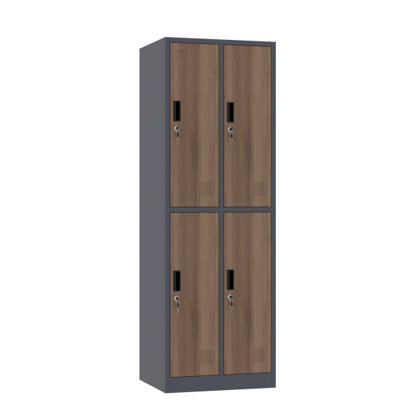 Szafa skrytkowa ubraniowa 4-drzwiowa, 1800x600x500 mm, NATURAL: grafitowa/orzech - TechViking #1