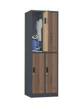 Szafa skrytkowa ubraniowa 4-drzwiowa, 1800x600x500 mm, NATURAL: grafitowa/orzech - TechViking