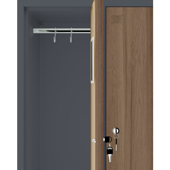 2x Szafa skrytkowa ubraniowa 4-drzwiowa, 1800x600x500 mm, NATURAL: grafitowa/orzech - TechViking #5