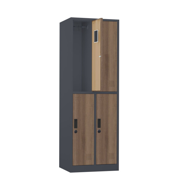 Szafa skrytkowa ubraniowa 4-drzwiowa, zamek elektroniczny, 1800x600x500 mm, NATURAL: grafitowa/orzech - TechViking #3