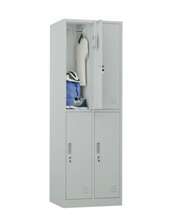 Szafa skrytkowa ubraniowa 4-drzwiowa, 1800x600x500 mm, szara - TechViking