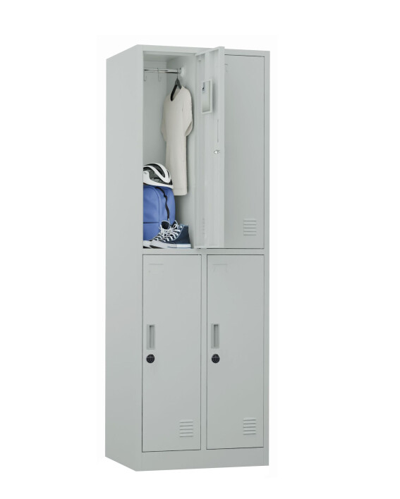 Szafa skrytkowa ubraniowa 4-drzwiowa, zamek elektroniczny, 1800x600x500 mm, szara - TechViking