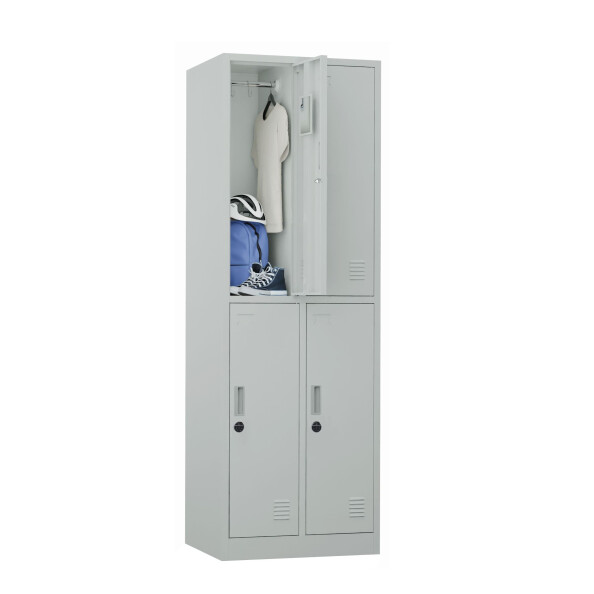 Szafa skrytkowa ubraniowa 4-drzwiowa, zamek elektroniczny, 1800x600x500 mm, szara - TechViking #4