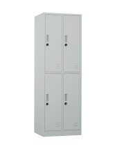 Szafa skrytkowa ubraniowa 4-drzwiowa, zamek szyfrowy, 1800x600x500 mm, szara - TechViking