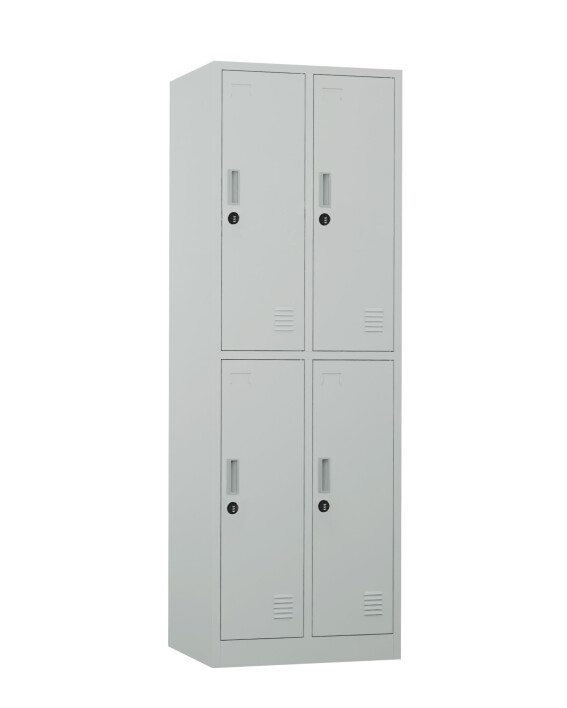 Szafa skrytkowa ubraniowa 4-drzwiowa, zamek szyfrowy, 1800x600x500 mm, szara - TechViking