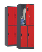 2x Szafa skrytkowa ubraniowa 4-drzwiowa, 1800x600x500 mm, grafitowo-czerwona - TechViking