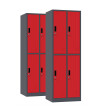 2x Szafa skrytkowa ubraniowa 4-drzwiowa, 1800x600x500 mm, grafitowo-czerwona - TechViking #1