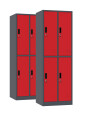 2x Szafa skrytkowa ubraniowa 4-drzwiowa, 1800x600x500 mm, grafitowo-czerwona - TechViking