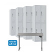 4x Szafa skrytkowa ubraniowa 4-drzwiowa, 1800x600x500 mm, szara + 1x Biurko z elektryczną regulacją wysokości, szare za 1 zł - TechViking #1