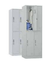 2x Szafa skrytkowa ubraniowa 4-drzwiowa, 1800x600x500 mm, szara - TechViking