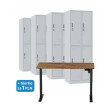 4x Szafa skrytkowa ubraniowa 4-drzwiowa, 1800x600x500 mm, szara + 1x Biurko z elektryczną regulacją wysokości, orzech/czarne za 1 zł - TechViking #1