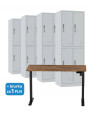 4x Szafa skrytkowa ubraniowa 4-drzwiowa, 1800x600x500 mm, szara + 1x Biurko z elektryczną regulacją wysokości, orzech/czarne za 1 zł - TechViking