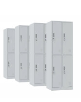 4x Szafa skrytkowa ubraniowa 4-drzwiowa, 1800x600x500 mm, szara - TechViking