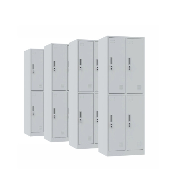 4x Szafa skrytkowa ubraniowa 4-drzwiowa, 1800x600x500 mm, szara - TechViking #1