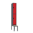 Szafa skrytkowa ubraniowa 2-drzwiowa z ławką, 1800x300x500 mm, grafitowo-czerwona - TechViking #1