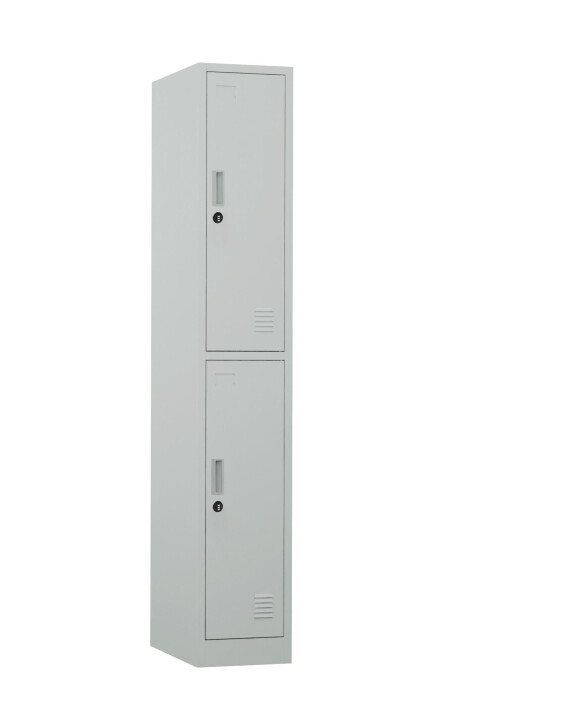 Szafa skrytkowa ubraniowa 2-drzwiowa, zamek szyfrowy, 1800x300x500 mm, szara - TechViking
