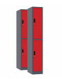 2 x Szafa skrytkowa ubraniowa 2-drzwiowa, 1800x300x500 mm, grafitowo-czerwona - TechViking