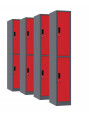 4 x Szafa skrytkowa ubraniowa 2-drzwiowa, 1800x300x500 mm, grafitowo-czerwona - TechViking