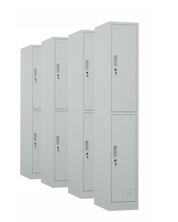 4x Szafa skrytkowa ubraniowa 2-drzwiowa, 1800x300x500 mm, szara - TechViking