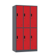 Szafa skrytkowa ubraniowa 6-drzwiowa, 1800x900x500 mm, grafitowo-czerwona - TechViking