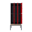 Szafa skrytkowa ubraniowa 6-drzwiowa z ławką, 1800x900x500 mm, grafitowo-czerwona - TechViking #2