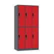 Szafa skrytkowa ubraniowa 6-drzwiowa, zamek elektroniczny, 1800x900x500 mm, grafitowo-czerwona - TechViking #1