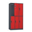 Szafa skrytkowa ubraniowa 6-drzwiowa, zamek elektroniczny, 1800x900x500 mm, grafitowo-czerwona - TechViking #2