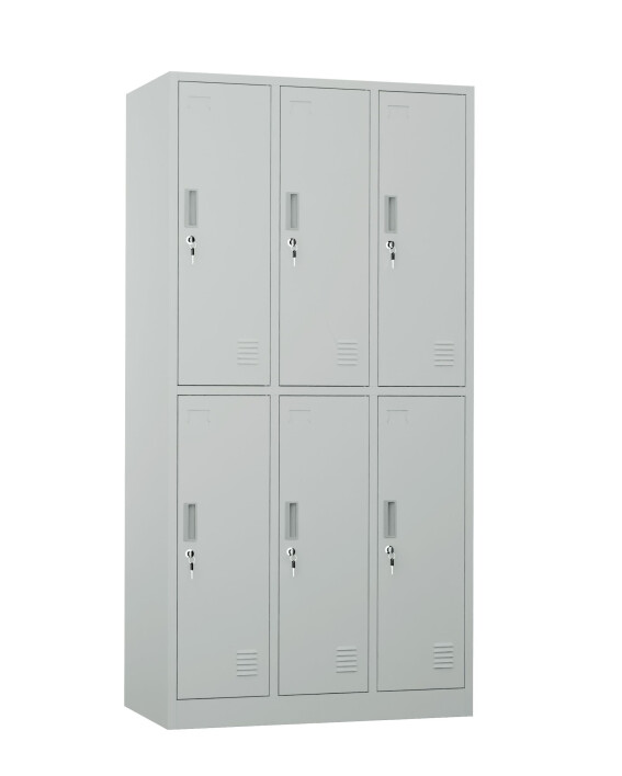 Szafa skrytkowa ubraniowa 6-drzwiowa, 1800x900x500 mm, szara - TechViking