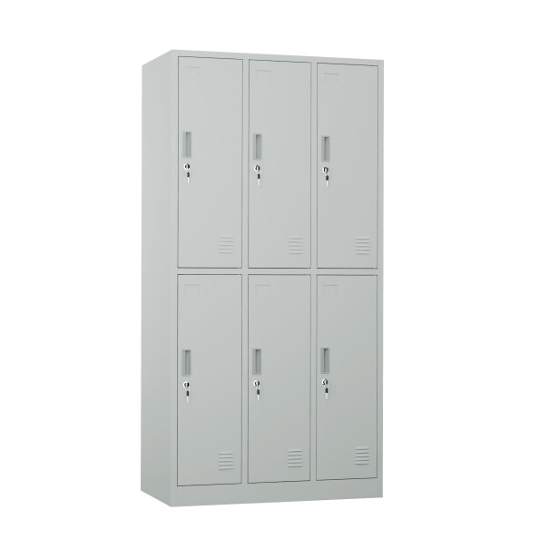 Szafa skrytkowa ubraniowa 6-drzwiowa, 1800x900x500 mm, szara - TechViking #1