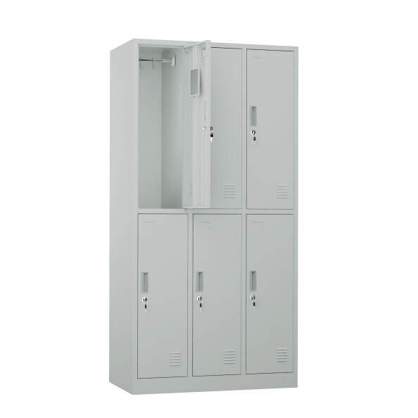 Szafa skrytkowa ubraniowa 6-drzwiowa, 1800x900x500 mm, szara - TechViking #4