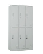 Szafa skrytkowa ubraniowa 6-drzwiowa, zamek elektroniczny, 1800x900x500 mm, szara - TechViking