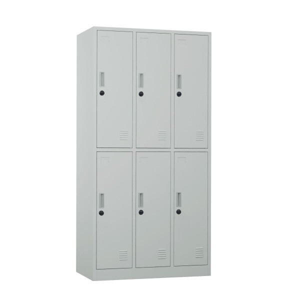 Szafa skrytkowa ubraniowa 6-drzwiowa, zamek elektroniczny, 1800x900x500 mm, szara - TechViking #1